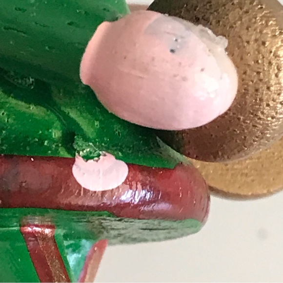 Wooden Soldier Green Suit Hat Mustache Cymbals Christmas Ornament - Vintage - Picture 11 of 11